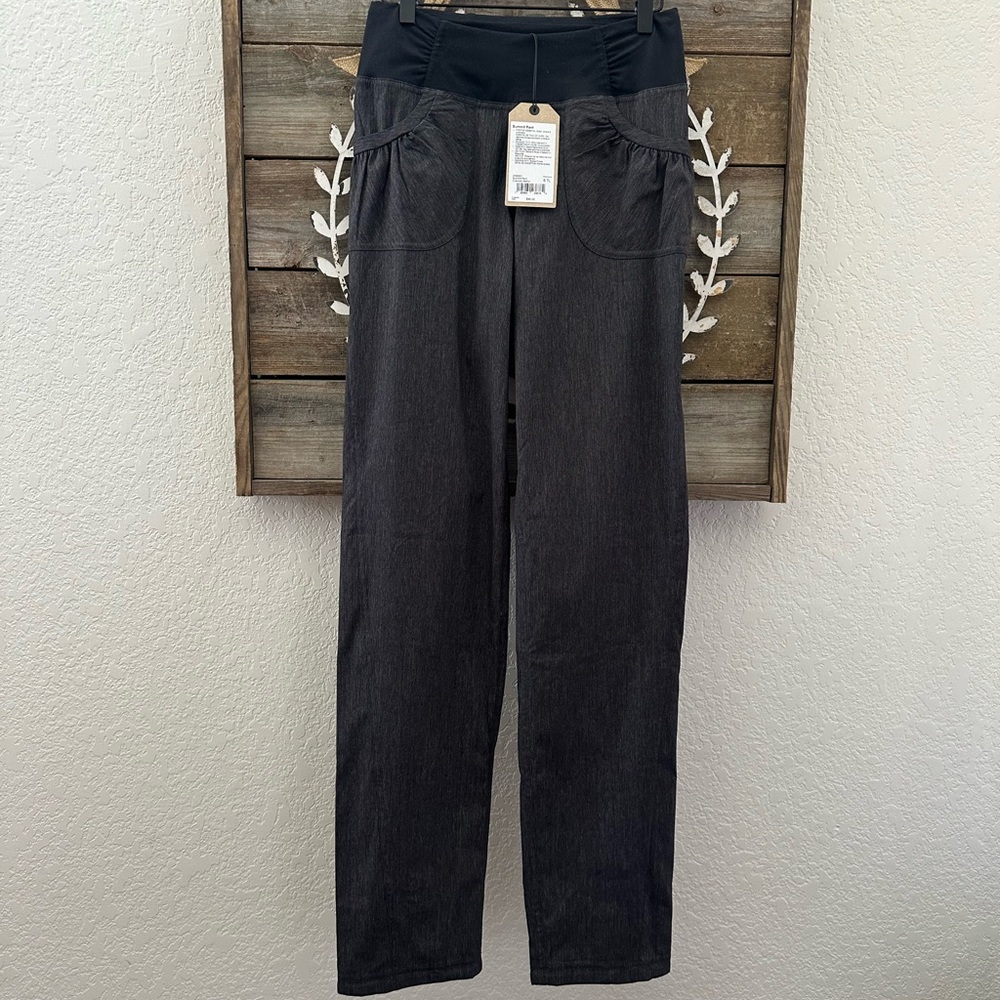 Prana Summit Pant Charcoal gray black pull in hiking lounge size Small Tall NWT